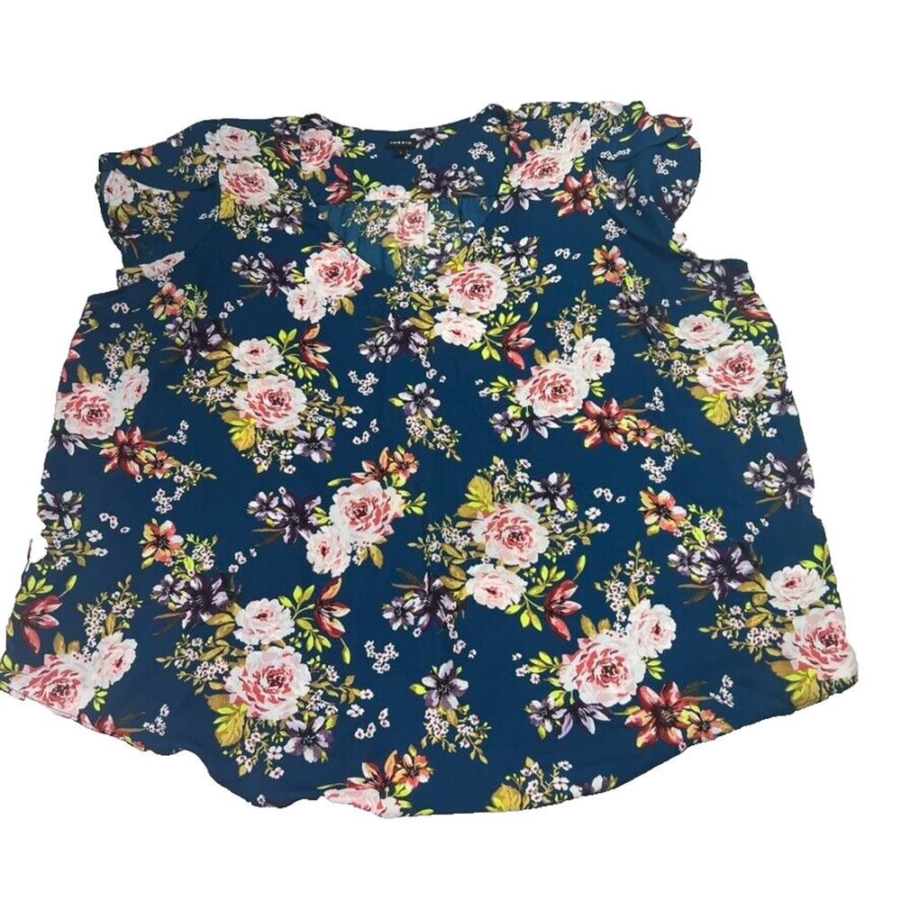 Torrid Blouse Top Women's Plus Size 5 Floral Georgette Tulip Short Sleeve V-Neck